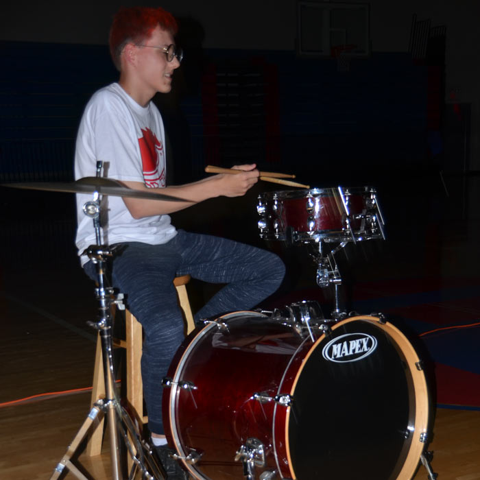 Mark playing the drums